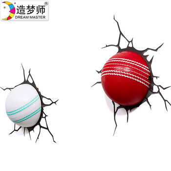 造梦师3D创意壁灯迷你板球3D裂纹墙纸壁纸装饰 卧室书房个性灯具