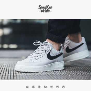 耐克nike air force1 af1 空军一号黑勾男运动休闲板鞋 白色aa4083