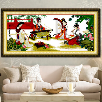 皇室蒙娜丽莎印花新款大幅四大美女十字绣客厅书房大画古代仕女人物系列满绣 皇室W1456 长1.65米*宽0.70米