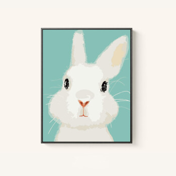 diy数字油画 儿童卡通动漫手工画手绘填色装饰画 小动物 可爱兔子 40*