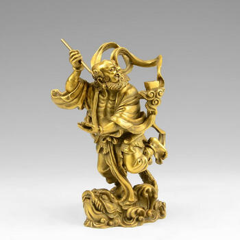 百纳源 魁星点斗独占鳌头工艺品铜魁星踢斗书房办公室装饰品T1629 黄铜色