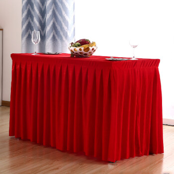 定做会议桌裙签到台裙丝绒桌套办公活动桌裙红色绒布桌布展会桌罩定制