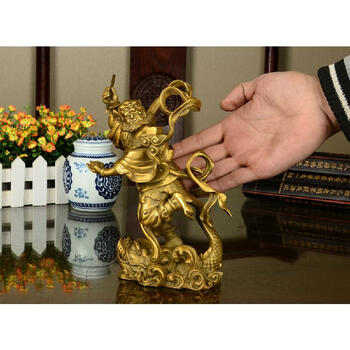 百纳源 魁星点斗独占鳌头工艺品铜魁星踢斗书房办公室装饰品T1629 黄铜色