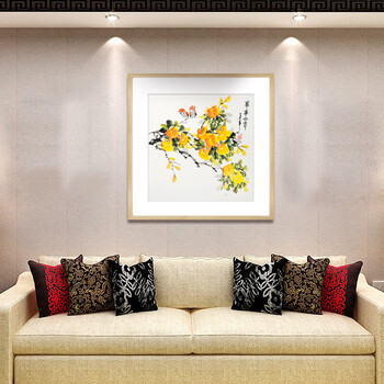 
                                        领格 实木有框装饰画 蒋小松手绘 国画  现代客厅办公室书房挂画 花鸟 福禄图GHN-0047 尺寸70cm*70cm 原木外框  其它外框联系客服                