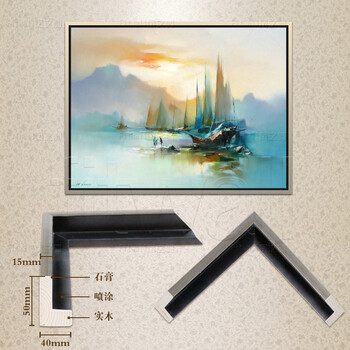 凤之舞油画现代简约客厅抽象画手绘油画家居餐厅玄关壁画酒店配画 欧式框4 75x65