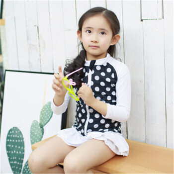 游泳用品夏季儿童泳衣小清新小女孩泳衣时尚可爱比基尼三件套 波点款