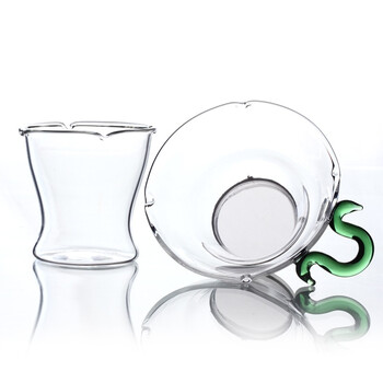 
                                        
                                                            品茶忆友 玻璃茶具 耐热玻璃绿把过滤茶漏茶滤茶器 JP-04                