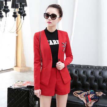 萌歌<em>欧洲站</em>米字小西装<em>短裤套装女装</em>秋装2014