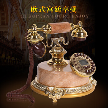 天然玉石仿古电话机 欧式复古玉石座机老式别墅家用电话机