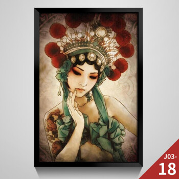 京剧花旦人物脸谱装饰画中式走廊挂画饭店餐厅墙画中国风客厅壁画 j03