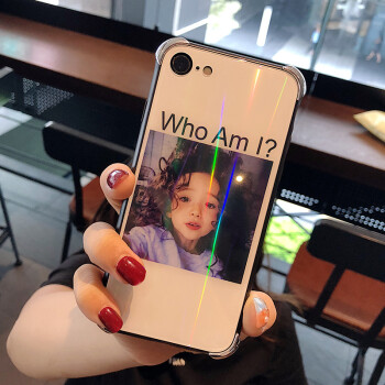 防摔iphone8x保护套6sp软壳情侣女款ip 7/8炫彩玻璃whoami女孩送挂绳