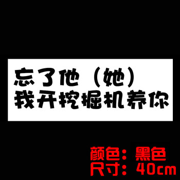 汽车个性搞笑文字贴纸忘了他 我偷电瓶车养你改装后挡风玻璃车贴 黑亮