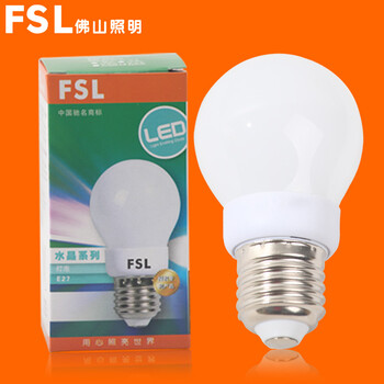 佛山照明 fsl led灯泡 节能灯具 3W e27水晶球泡 白光 一支