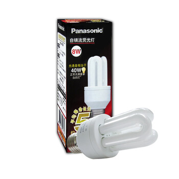 松下（Panasonic）3U型节能灯8W E27灯头 暖光/白炽灯色