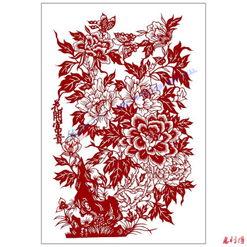 hn41花开富贵牡丹精细剪纸图样手工刻纸黑白练习素材高清打印底稿
