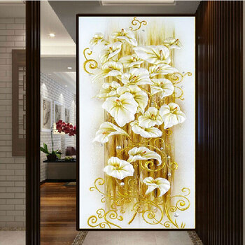 
                                        皇室珍品KS十字绣欧式客厅风景画新款玄关竖版发财树客厅挂画 中格棉线115*60CM发财树                
