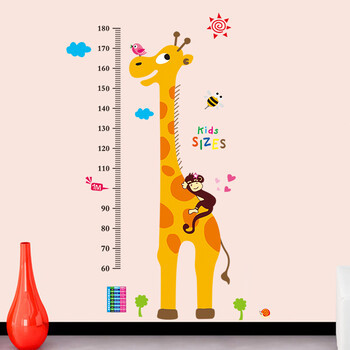 壹汇 DIY可移除墙贴纸 卡通儿童房音乐房幼儿园教室背景装饰环保贴 卡通长颈鹿身高贴