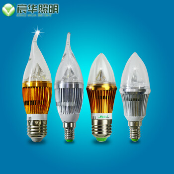 宸华照明led尖泡蜡烛灯泡超亮3W4W5W E14（小口） E27螺口 LED灯七彩拉尾灯 5WE14灯头  尖泡 红光