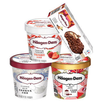 哈根达斯(haagen-dazs) 冰淇淋组合(原味 草莓 红豆 香草焦糖) 380ml