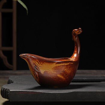 
                                                            源怡阁茶具套装 陶瓷窑变复古创意工夫茶具  斗笠杯功夫茶具茶壶茶杯整套茶具 浮雕茶具套组 龙凤呈祥套装棕色                