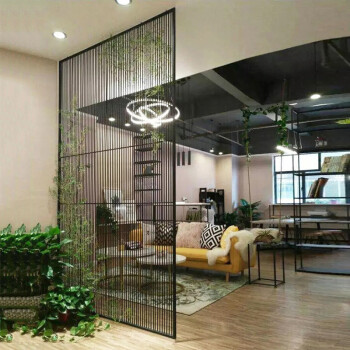 北欧进门办公室隔挡loft线条屏风客厅风水隔断装饰墙铁艺玄关定制 长