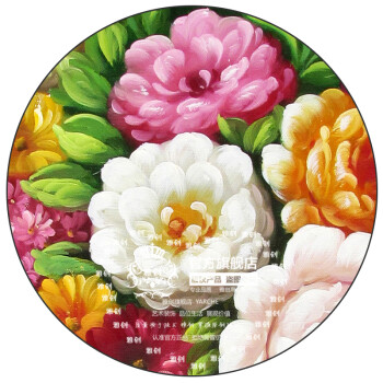 
                                        雅创  欧式古典花卉装饰画手绘油画客厅有框画餐厅墙画玄关挂画 富贵满堂 珍珠银框 F款 70*100CM                
