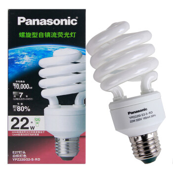 松下（Panasonic）螺旋型节能灯22W E27灯头 4只装 暖光/白炽灯色