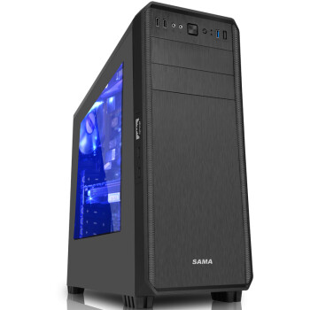 先马（SAMA）塔里克侧透版黑 游戏电脑机箱（宽大五金/拉丝面板/侧透/U3/支持SSD/380mm长显卡/背线）