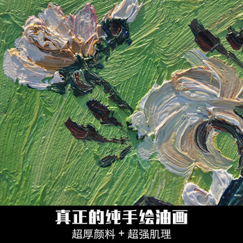 梵高 瓶子中的玫瑰花 手绘油画欧式花卉静物有框画 名画玄关卧室 印象斑斓 有框画-A款 50X60cm-画芯尺寸