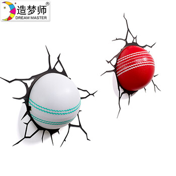 造梦师3D创意壁灯迷你板球3D裂纹墙纸壁纸装饰 卧室书房个性灯具