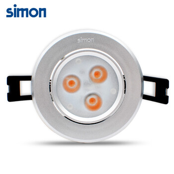 
                                        西蒙（Simon） 西蒙照明 LED4W天花灯3寸开孔射灯客厅防雾节能牛眼灯 晶灿 砂银暖白4000K 4W                