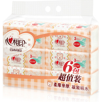 【京东超市】心相印婴儿抽纸 3层120抽纸面巾*6包 软抽