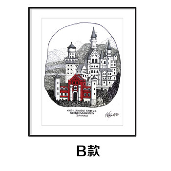 老深镇客厅装饰画餐厅现代简约书房挂画建筑系列 B款竖构图 60x50cm