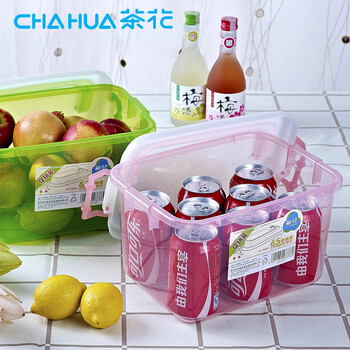 
                                                            茶花收纳盒塑料箱透明收纳箱储物箱小号整理箱小加厚玩具小号收纳盒 粉色【实发2只装】【6.5L】                