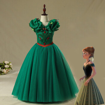 白雪公主裙灰姑娘冰雪奇缘艾莎苏菲亚贝尔迪士尼演出服爱莎连衣裙 x9