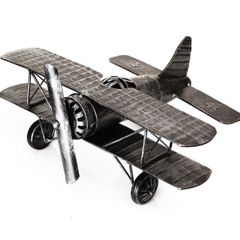 铁皮二战双翼飞机螺旋桨模型复古飞机模型摆件 二战双翼hf023