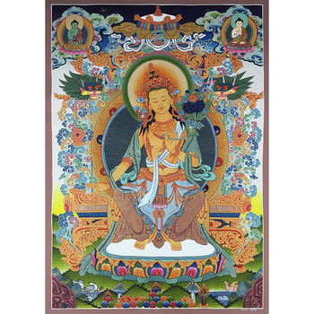 尼泊尔唐卡画师sanu lama作品彩绘描金弥勒菩萨坐像多尊唐卡一幅(编号