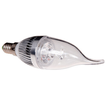 
                                        SHOPP E14螺口小口3W瓦LED球泡蜡烛尾巴节能灯5308-1 正白光源                