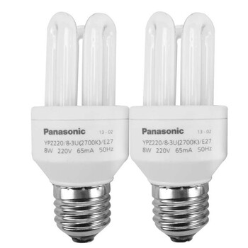 松下（Panasonic）3U型节能灯8W E27灯头 暖光/白炽灯色