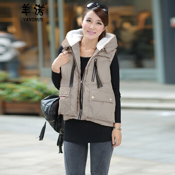 <em>羊诺</em>2014秋冬新款大码军工装羽绒短外套背心