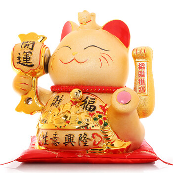 
                                        吉猫堂 金色摇手招财猫陶瓷开业礼品招财摆件大号存钱罐储蓄罐家居办公室工艺品装饰摆件 30厘米高大号彩金色生意兴隆 不存钱                