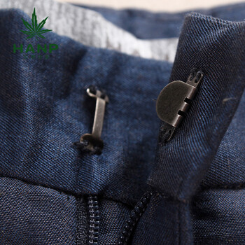 Hanp/汉麻世家秋冬款阔腿女裤高腰纯色气质时尚工装裤直筒裤宽松休闲裤女 藏青色 155/66A
