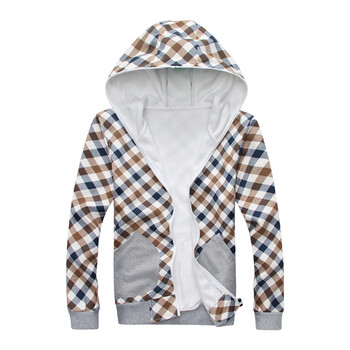 丹杰仕(DANJIESHI)春秋装男士<em>开衫</em>卫衣<em>格子</em>男