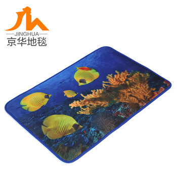 京华地毯 进门地垫门口地毯浴室门垫入户玄关床边脚垫 厨卫门厅地垫抽象画 50cm*80cm 海洋鱼 50*75cm