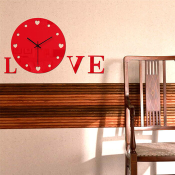 
                                        个性一百LOVE 亚克力挂钟个性订制客厅时钟表创意挂钟创意装饰艺术石英钟                