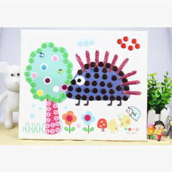 儿童手工制作 幼儿园扣子粘贴画 玩具 梦