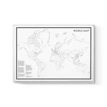 世界地图现代简约大气装饰画黑白艺术客厅沙发背景墙