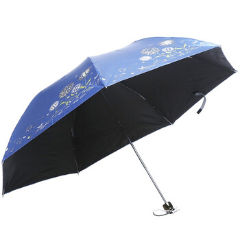 天堂 雪月风花黒涤彩胶三折超细晴雨伞铅笔伞 307E青兰色