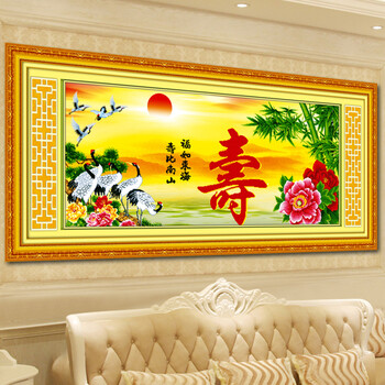 
                                        鸿胤蒙娜丽莎水钻十字绣钻石绣5D钻石画寿字系列寿图新款贴钻画水钻绣满钻客厅圆钻砖石画水晶 QT6388 长1.52米*宽0.65米                
