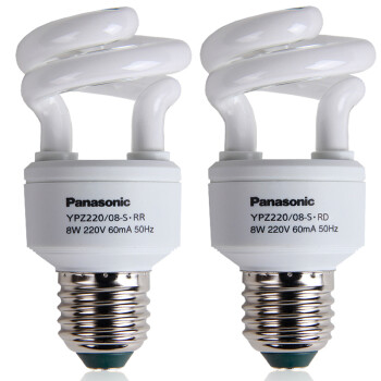 松下（Panasonic）螺旋型节能灯8W E27灯头 暖光/白炽灯色 1支装